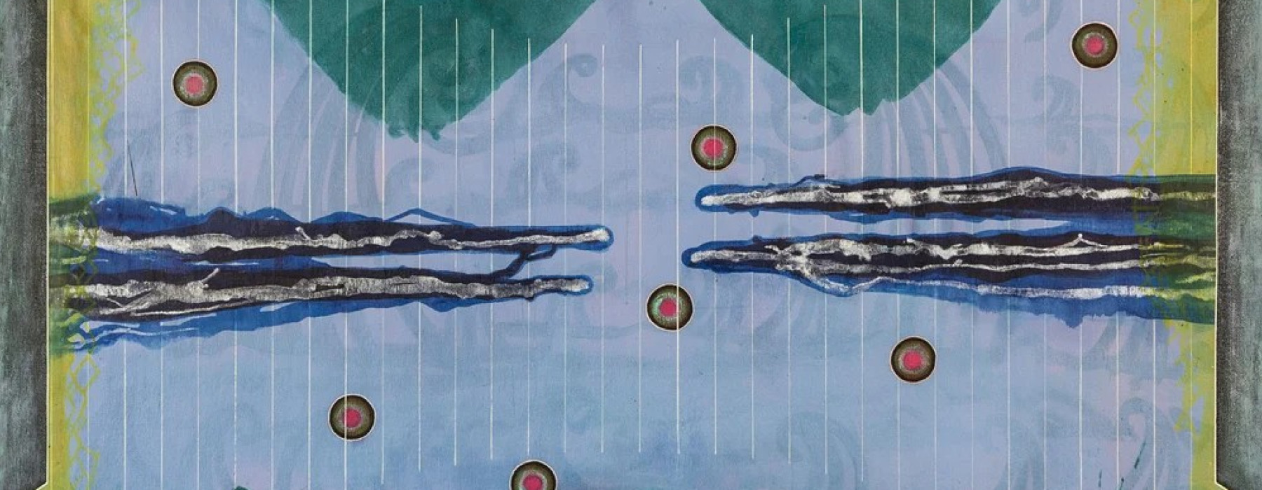 Afbeelding: Satch Hoyt, Afro Sonic Map #8, 2017, acryl op linnen, (210 x 150 cm). Foto: Trevor Lloyd Morgan.